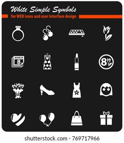 8 march white icon set