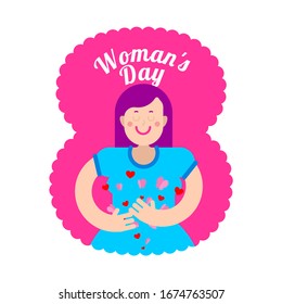 8 March. Woman and figure eight. International Women's Day