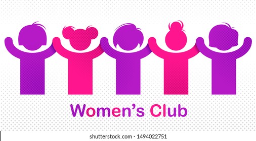 8 March women day international holiday, female solidarity concept, fight for rights tolerance and equality, feminism, girl power, group of protesting, vector illustration or icon.