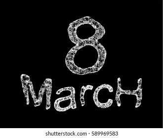 8 March. women's day. Abstract made of low poly triangles and dots vector background. Beautiful and elegant cyber EPS10.