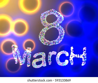 8 March. womens day. Abstract made of low poly triangles and dots vector background. Beautiful and elegant cyber EPS10.