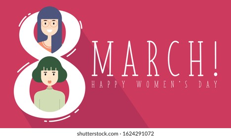 8 March Women's Day Background Illustration Vector