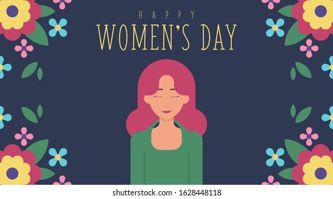 8 March Women's Day Background Illustration Vector. Flat illustration of women's day