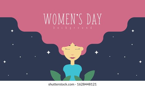 8 March Women's Day Background Illustration Vector. Flat illustration of women's day