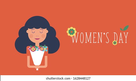 8 March Women's Day Background Illustration Vector. Flat illustration of women's day