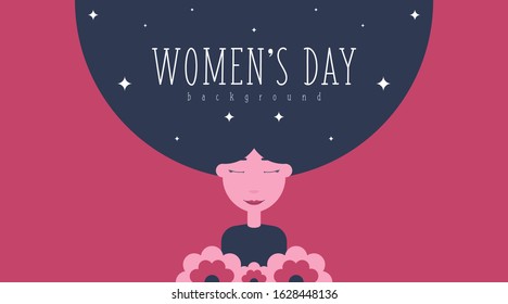 8 March Women's Day Background Illustration Vector. Flat illustration of women's day