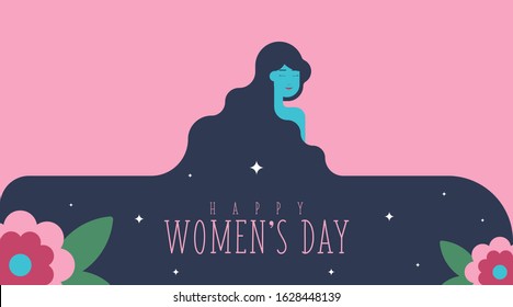 8 March Women's Day Background Illustration Vector. Flat illustration of women's day