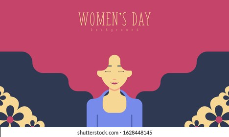 8 March Women's Day Background Illustration Vector. Flat illustration of women's day