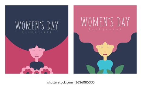 8 March Women's Day Background Illustration Vector. Flat illustration of women's day
