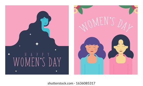 8 March Women's Day Background Illustration Vector. Flat illustration of women's day