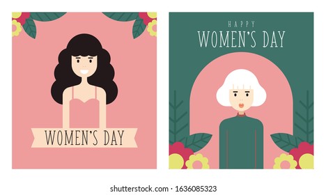 8 March Women's Day Background Illustration Vector. Flat illustration of women's day
