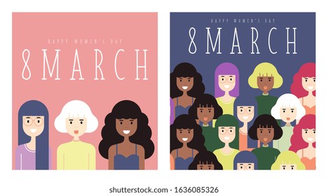 8 March Women's Day Background Illustration Vector. Flat illustration of women's day