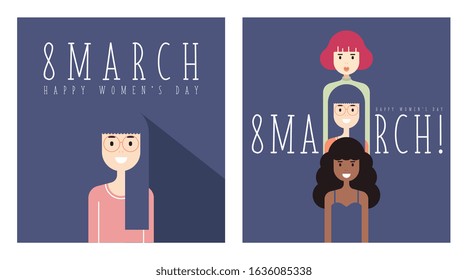 8 March Women's Day Background Illustration Vector. Flat illustration of women's day