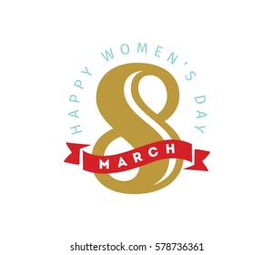 8 March. Womens day background. Vector typography, text design. Usable for banners, invitations, greeting cards gifts etc