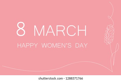 8 march womens day card with flowers vector illustration.