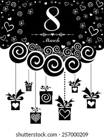 8 march. Women's Day card. Vector illustration 