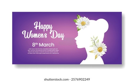 8 march Women's day editable web banner template with realistic floral 3d illustration background design  suitable for mothers day invitation greeting spring card background