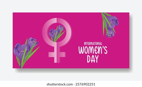 8 march Women's day editable web banner template with realistic floral 3d illustration background design  suitable for mothers day invitation greeting spring card background