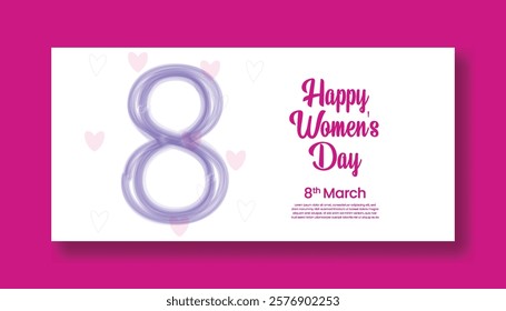 8 march Women's day editable web banner template with realistic floral 3d illustration background design  suitable for mothers day invitation greeting spring card background