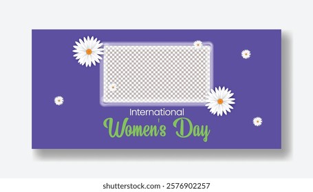 8 march Women's day editable web banner template with realistic floral 3d illustration background design  suitable for mothers day invitation greeting spring card background