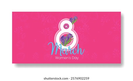 8 march Women's day editable web banner template with realistic floral 3d illustration background design  suitable for mothers day invitation greeting spring card background