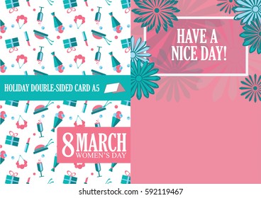 8 march. Women's day flat art greeting card. Trendy Design Template. Vector illustration.