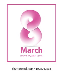 8 March Women's Day greeting card template International women's day poster. 8 number 3d illustration. Happy Mother's Day. Eps10 vector illustration with place for your text