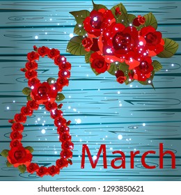 8 March Women's Day greeting card template
