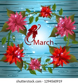 8 March Women's Day greeting card template