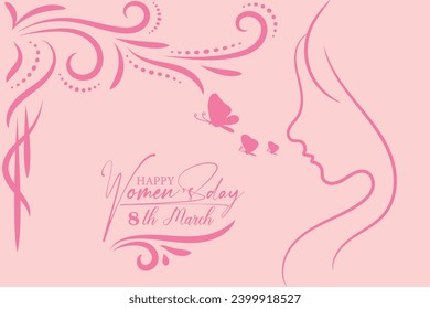  8 march, women's Day greeting card and Happy Women's Day banner design, placard, card, and poster design template with text inscription and standard color,
 International Women's Day celebration,