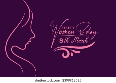  8 march, women's Day greeting card and Happy Women's Day banner design, placard, card, and poster design template with text inscription and standard color,
 International Women's Day celebration,