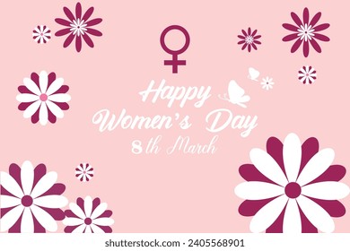  8 March, women's Day greeting card and Happy Women's Day banner design, International Women's Day celebration,