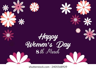  8 March, women's Day greeting card and Happy Women's Day banner design, International Women's Day celebration,