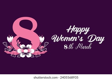  8 March, women's Day greeting card and Happy Women's Day banner design, International Women's Day celebration,