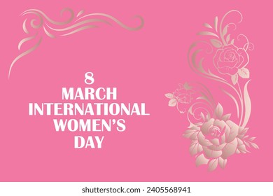  8 March, women's Day greeting card and Happy Women's Day banner design, International Women's Day celebration,