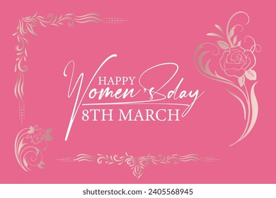  8 March, women's Day greeting card and Happy Women's Day banner design, International Women's Day celebration,