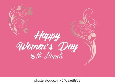  8 March, women's Day greeting card and Happy Women's Day banner design, International Women's Day celebration,