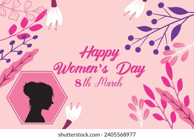 8 March, women's Day greeting card and Happy Women's Day banner design, International Women's Day celebration,