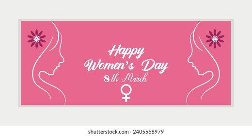  8 March, women's Day greeting card and Happy Women's Day banner design, International Women's Day celebration,