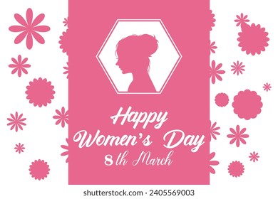  8 March, women's Day greeting card and Happy Women's Day banner design, International Women's Day celebration,