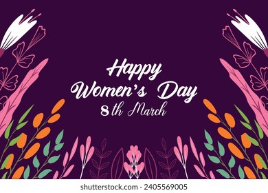  8 March, women's Day greeting card and Happy Women's Day banner design, International Women's Day celebration,