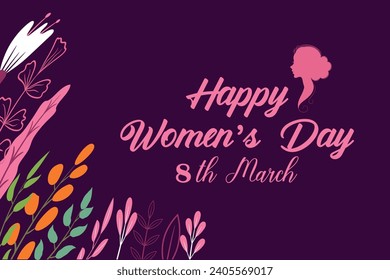  8 March, women's Day greeting card and Happy Women's Day banner design, International Women's Day celebration,