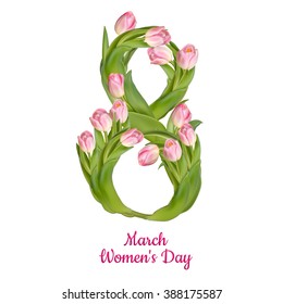 8 March Womens Day greeting card template. EPS 10 vector file included