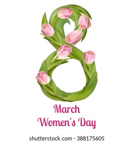 8 March Womens Day greeting card template. EPS 10 vector file included