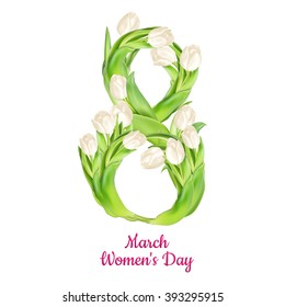 8 March Womens Day greeting card template. EPS 10 vector file included