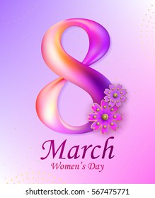 8 March Women's Day greeting card template  