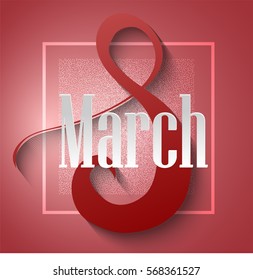 8 March Women's Day greeting card template. 8 March invitation card. Vector illustration.