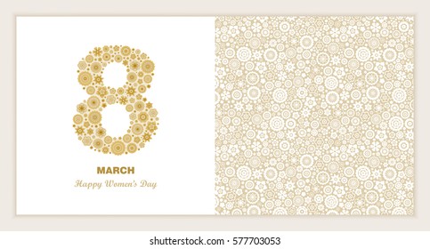 8 March Women's Day greeting card template. Vector illustration.