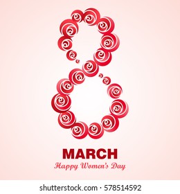 8 March Women's Day greeting card template. Vector illustration.