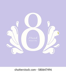 8 March Women's Day greeting card template